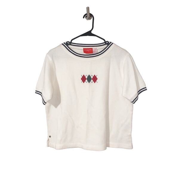 Liz & Co Sweater Women Argle Print Cream Size Small Cotton Preppy - Picture 1 of 5